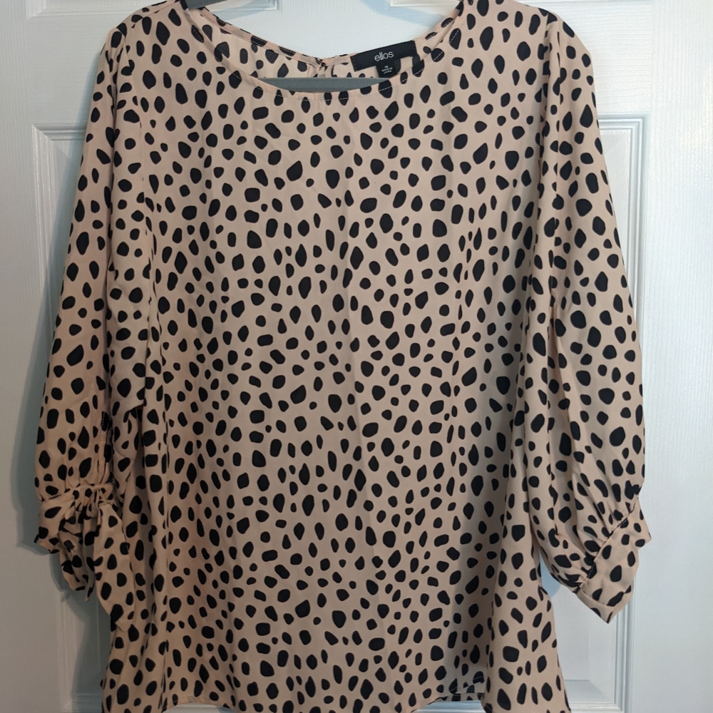 Ellos blouse, light pink leopard print, size 14(xl)